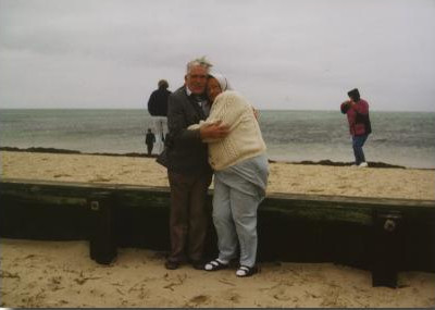 Mum and Dad being blown about at Cape Cod